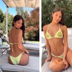 Maaji Lime Green Shell-Embroidered Triangle Bikini